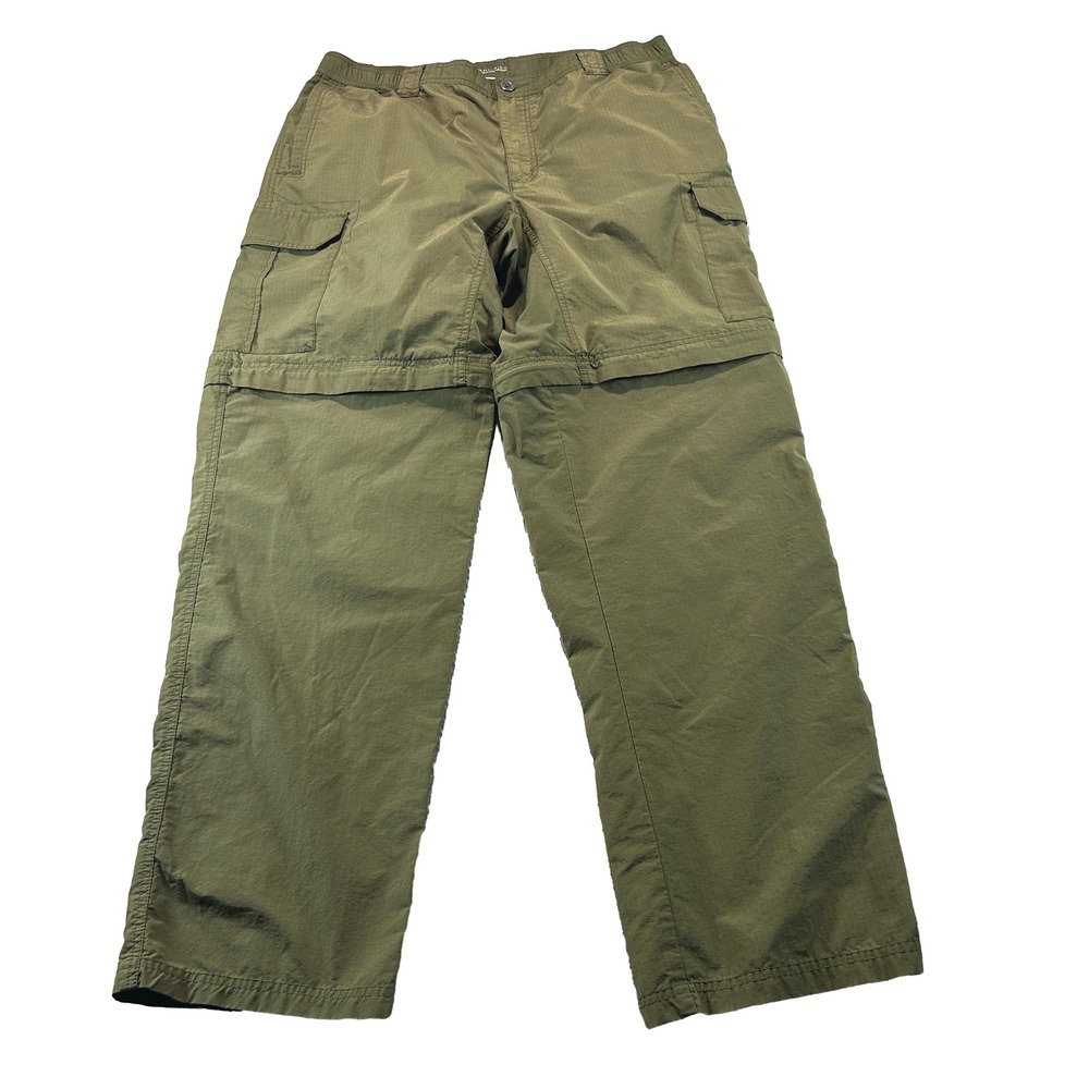 Columbia Convertible Pants Mens L 32 Olive Green Hiking Cargo Omni-Wick AM8603